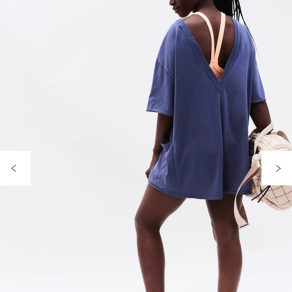 Free People Hot Shot Tee Romper Onesie Blue T-Shirt Pockets Purple NWOT XS